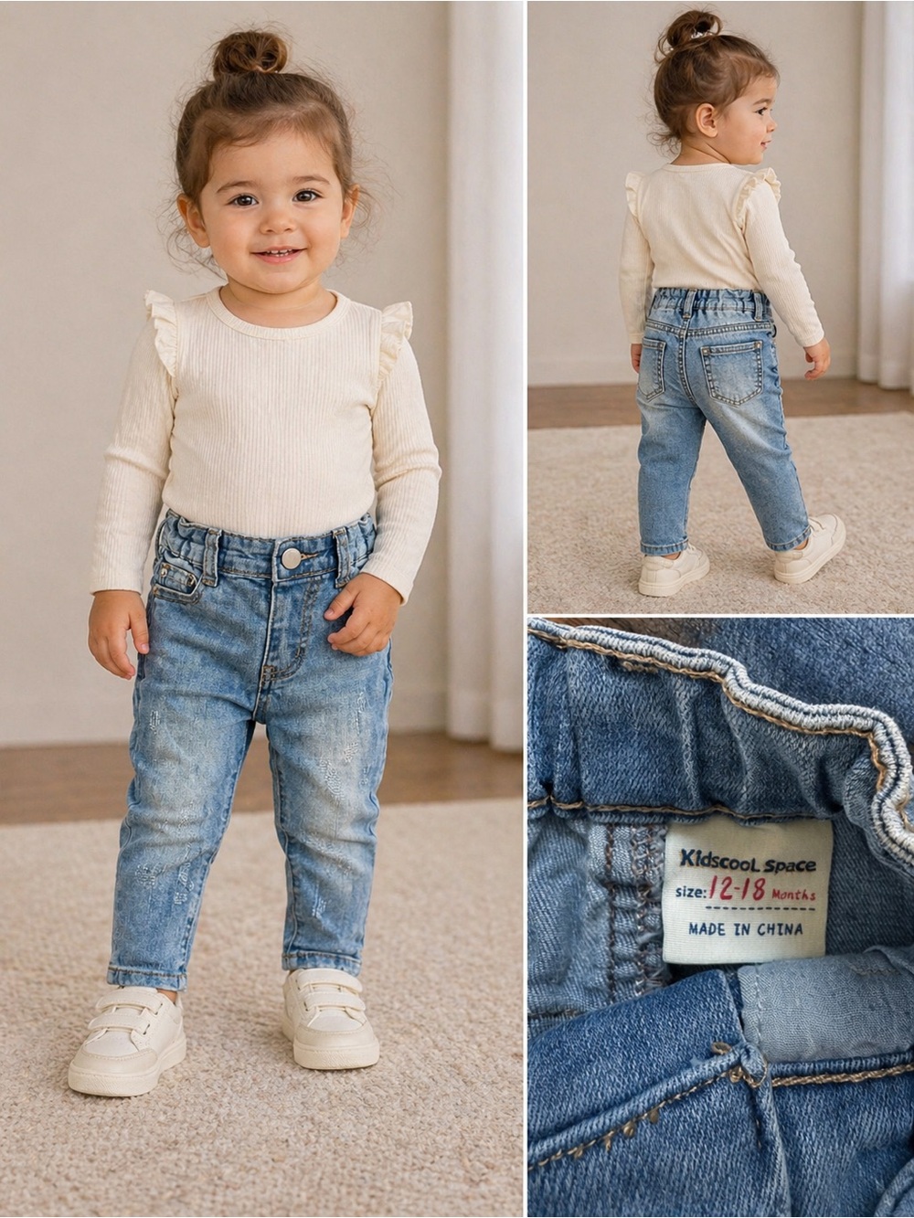 Light Blue Washed Denim Jeans for Toddlers